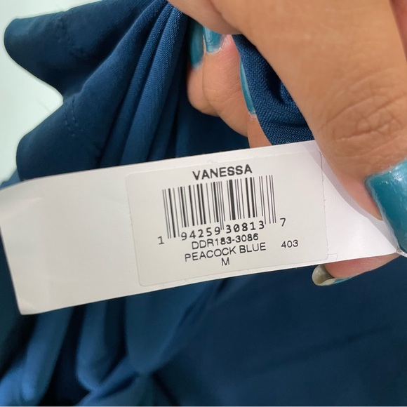 Nordstrom Dress The Population Vanessa Peacock Blue Halter Body Con Midi Medium - Picture 10 of 10